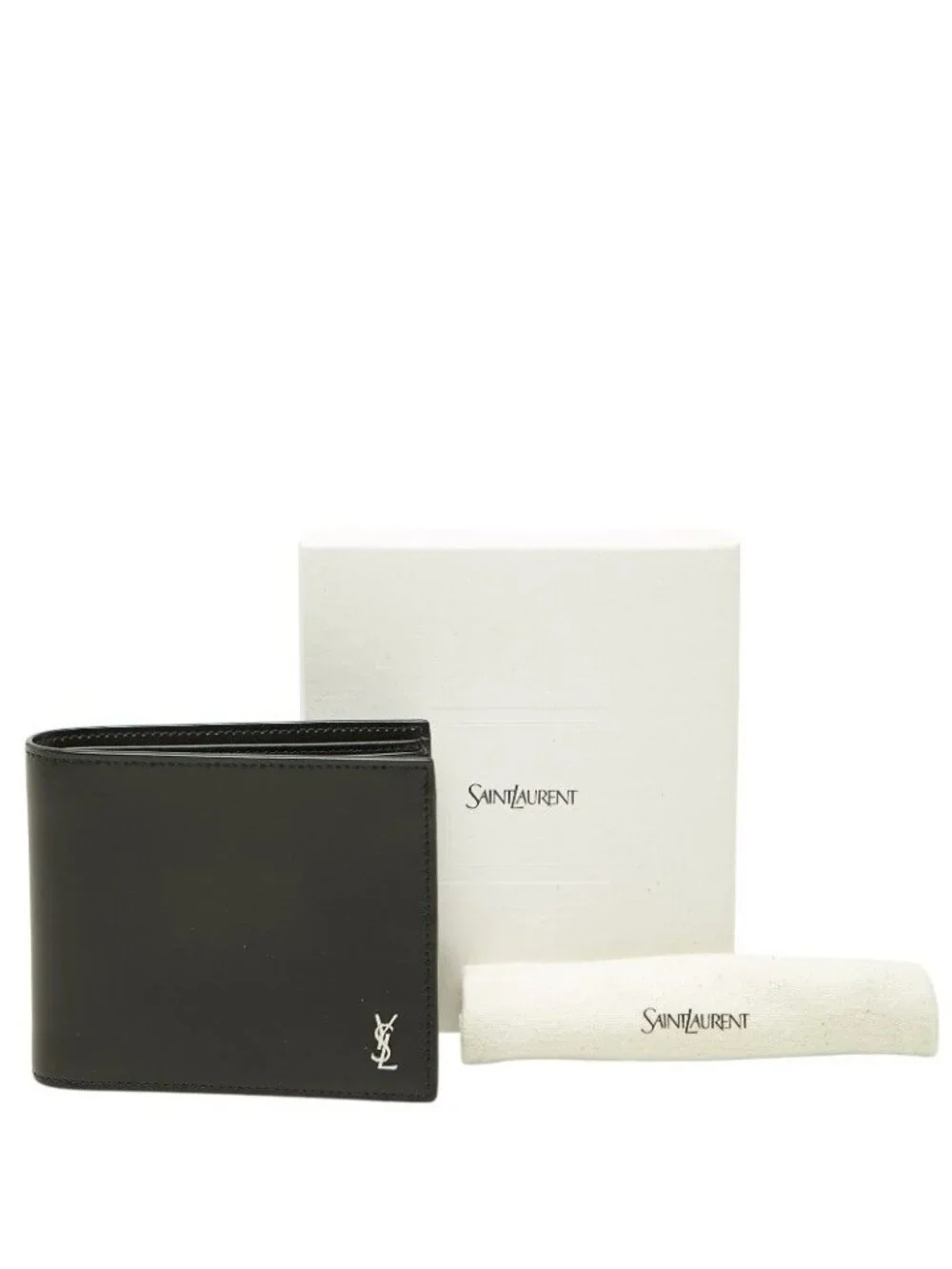 ★SOLD★ Saint Laurent Tiny Cassandra YSL Logo Bifold Wallet Black Leather - Picture 10 of 10